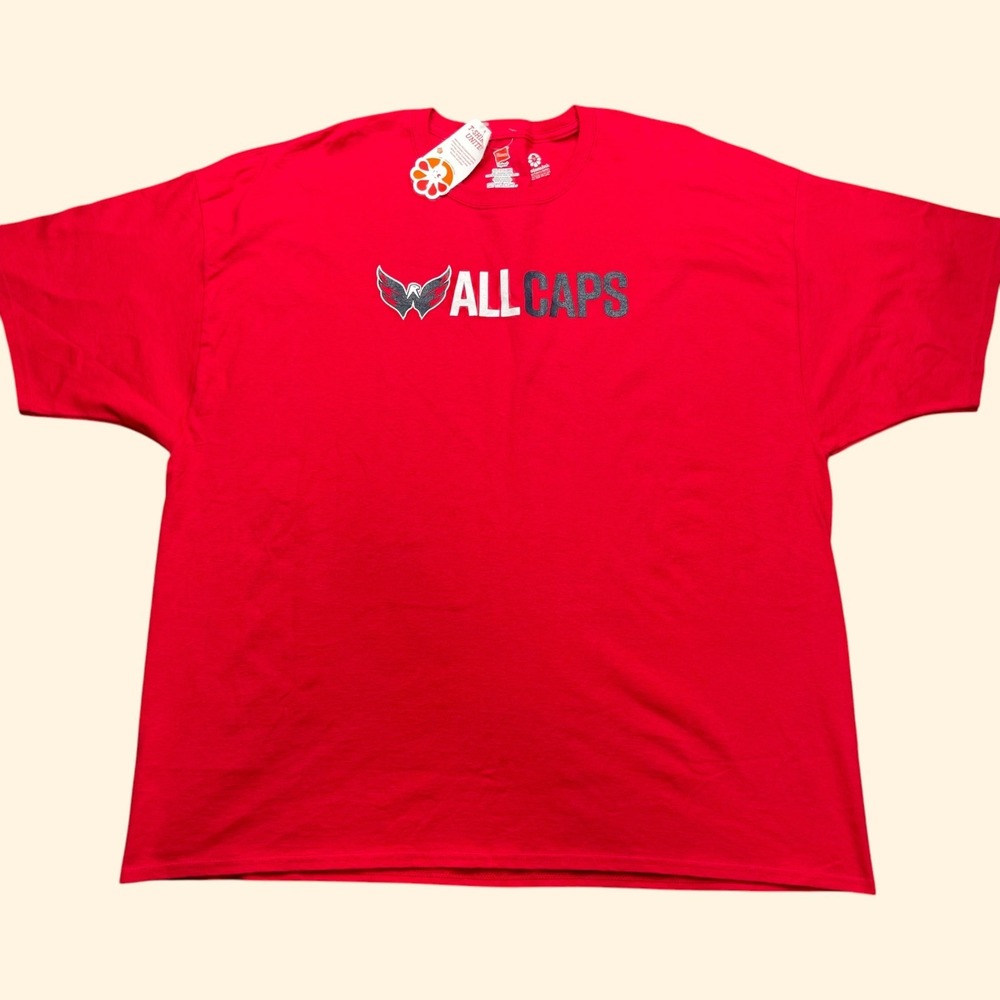 NEW Hanes Washington Capitals All Caps T-Shirt Mens‎ 3XL Red NHL Hockey Tee NWT